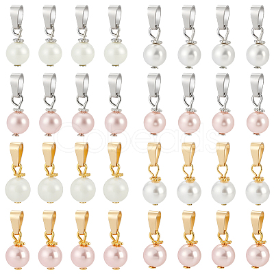 32Pcs Shell Pearl Pendants PALLOY-PH01823-1