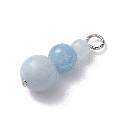 Natural Aquamarine Round Beaded Pendants PALLOY-JF02867-13-1