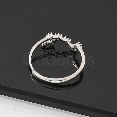 Constellations Rhodium Plated 925 Sterling Silver Micro Pave Clear Cubic Zirconia Adjustable Rings for Women RJEW-P130-01P-H-1