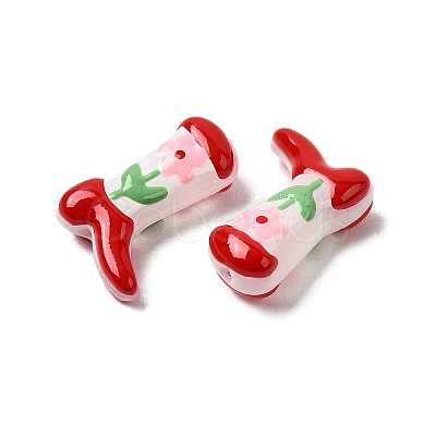 Boot Baking Paint Glass Enamel Beads LAMP-C020-02N-1