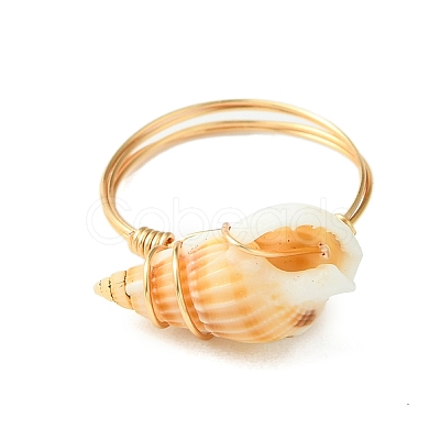Natural Spiral Shell Finger Rings RJEW-TA00169-1