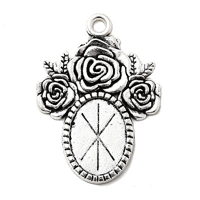 Tibetan Style Alloy Pendant Cabochon Settings X-TIBEP-5199-AS-LF-1