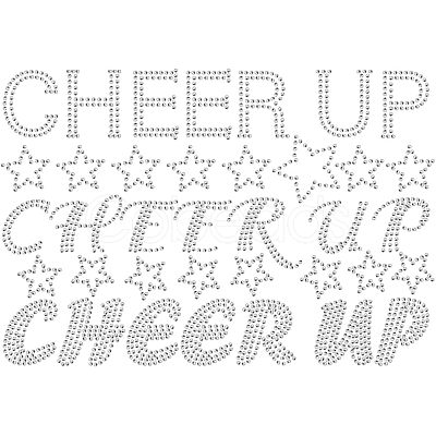 Inspiring Word Cheer Up Glass Hotfix Rhinestone DIY-WH0303-035-1