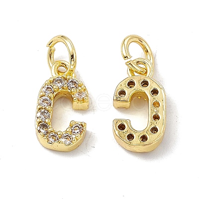Real 18K Gold Plated Brass Micro Pave Clear Cubic Zirconia Charms KK-E068-VB452-C-1