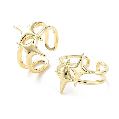 Brass Open Cuff Rings RJEW-D016-02G-1