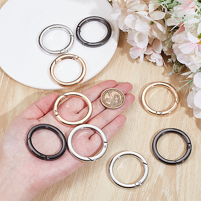 9Pcs 3 Colors Alloy Spring Gate Rings FIND-NB0006-25C-1