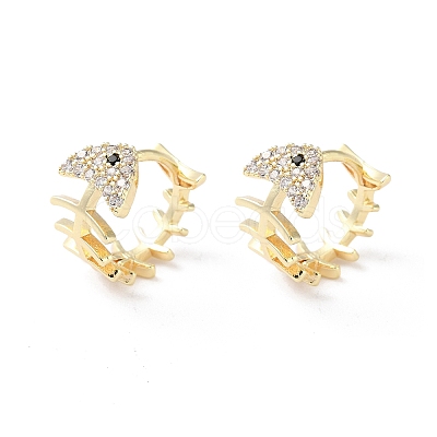 Brass Micro Pave Cubic Zirconia Hoop Earrings EJEW-P259-17G-1