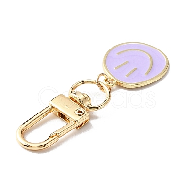 Smiling Face Enamel Pendant Decorations KEYC-WH0036-08LG-05-1