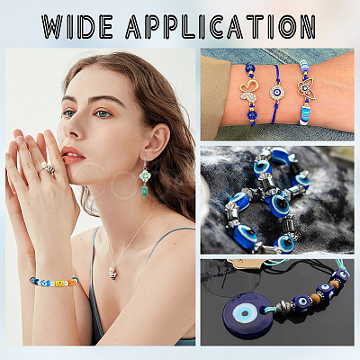 32Pcs 8 Colors Handmade Evil Eye Lampwork Beads LAMP-NB0002-13-1
