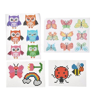 DIY Owl & Butterfly & Insect Diamond Painting Stickers Kits For Kids DIY-O016-10-1