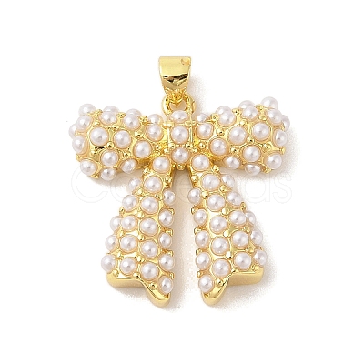 Rack Plating Brass ABS Pearl Pendants X-KK-S380-05G-1