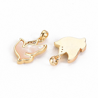 Brass Micro Pave Clear Cubic Zirconia Charms KK-S356-292-NF-1