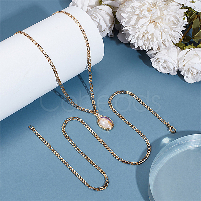 4Pcs 304 Stainless Steel Figaro Chain Necklace Making STAS-BBC0006-68-1