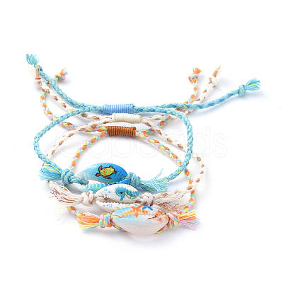 Printed Cowrie Shell Beads Braided Bead Bracelets SH-CJA99F-1