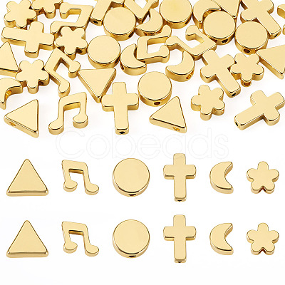 36Pcs 6 Styles Brass Beads KK-TA0002-07-1