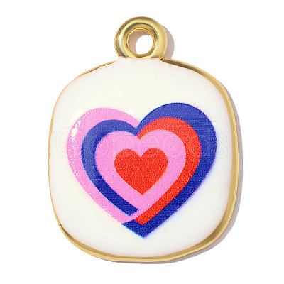 Printed Brass with Enamel Pendants KK-OY001-46G-1