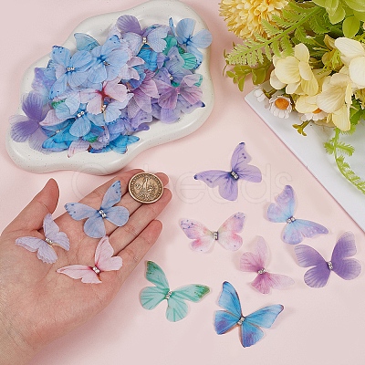 80Pcs 10 Colors Cloth Butterfly Ornament Accessories DIY-CY0004-03-1