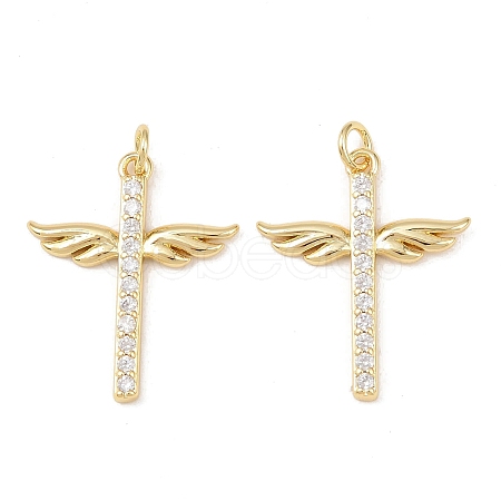 Brass Micro Pave Cubic Zirconia Pendants KK-G544-22G-1