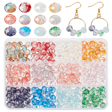 300Pcs 12 Colors Baking Paint Transparent Glass Beads GLAA-PH0003-09-1