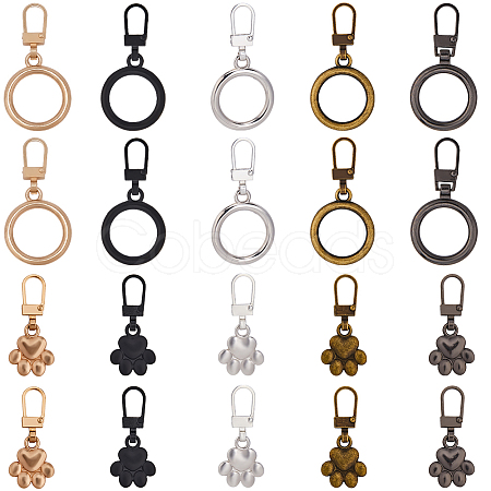 20Pcs 10 Styles Alloy Zipper Puller FIND-GF0007-97-1