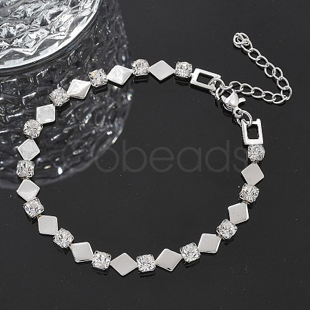 304 Stainless Steel Rhinestone Cup Chain Bracelets for Women BJEW-F488-26G-P-1