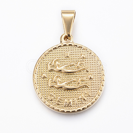 Real 18K Gold Plated 304 Stainless Steel Pendants X-STAS-H372-01C-1