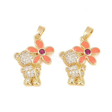 Brass Micro Pave Clear Cubic Zirconia Pendants KK-F931-19G-1