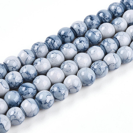 Baking Paint Glass Beads Strands DGLA-N003-6mm-C07-1