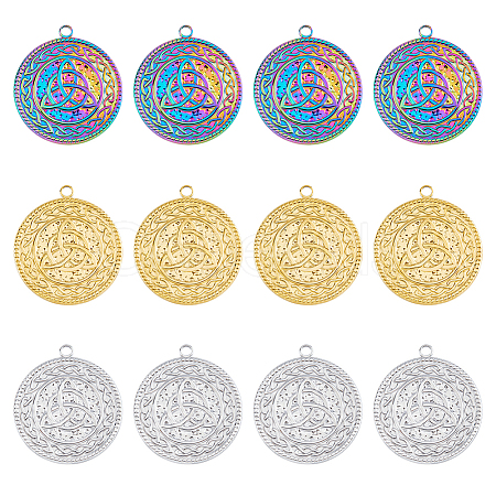 12Pcs 3 Colors Ion Plating(IP) 304 Stainless Steel Pendants STAS-DC0013-99-1