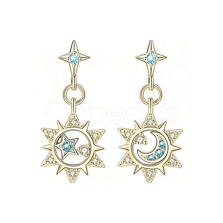 Brass Micro Pave Cubic Zirconia Stud Dangle Earrings for Women WGC617F-02-1