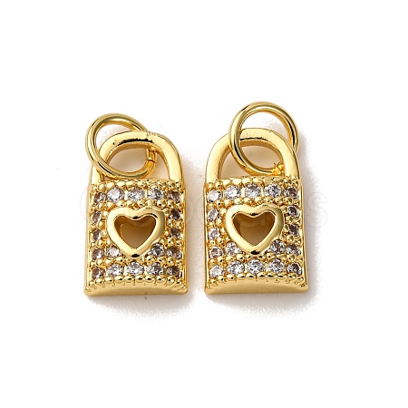 Brass Micro Pave Clear Cubic Zirconia Charms KK-A270-03B-G-1