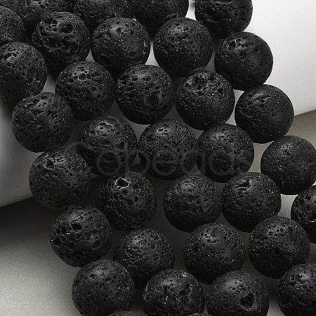 Natural Lava Rock Round Beads Strands G-M169-16mm-03-1