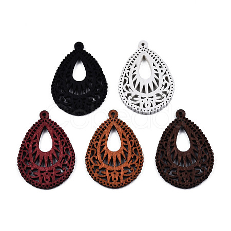 Spray Painted Wooden Pendants WOOD-N006-191-1