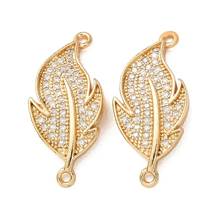 Brass Micro Pave Clear Cubic Zirconia Connector Charms CU-CBA4579-13G-1
