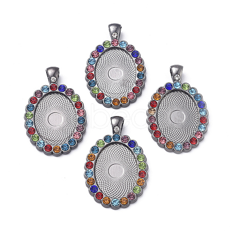 Alloy Pendant Cabochon Settings ALRI-TAC0001-09A-B-1