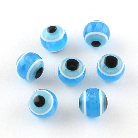 Round Evil Eye Resin Beads RESI-R159-6mm-10-1