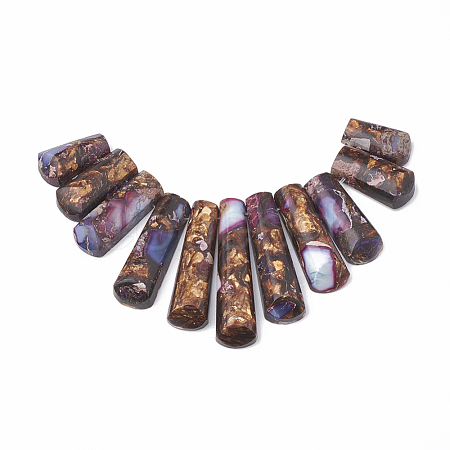 Assembled Synthetic Imperial Jasper and Bronzite Beads Strands G-S326-002A-1