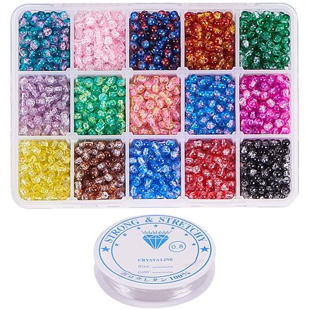 Spray Painted Crackle Glass Beads CCG-PH0002-14-1