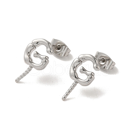 Brass Stud Earrings Findings EJEW-H128-04P-1