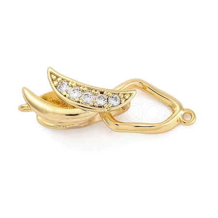 Brass Micro Pave Clear Cubic Zirconia Fold Over Clasps KK-C075-25G-1