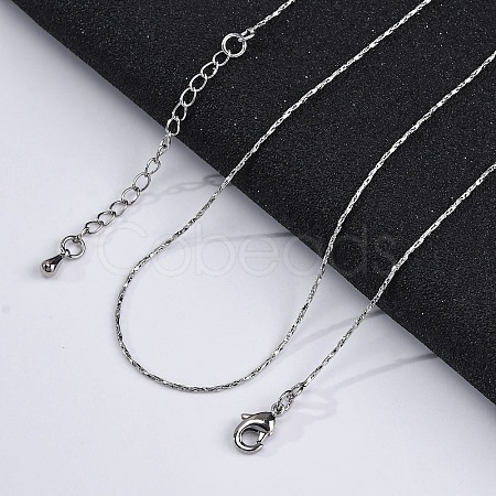 Brass Boston Link Chain Necklaces for Women NJEW-D302-02P-1