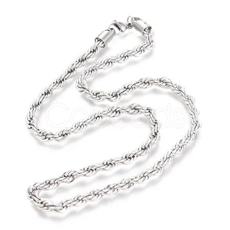 Non-Tarnish 304 Stainless Steel Rope Chain Necklaces NJEW-F226-03P-10-1