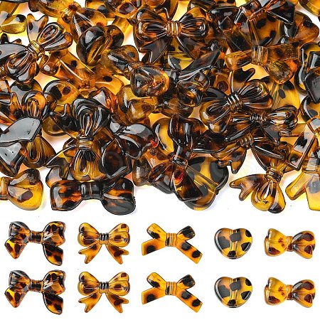 30Pcs 5 Styles Printed Transparent Acrylic Beads TACR-YW0003-46-1