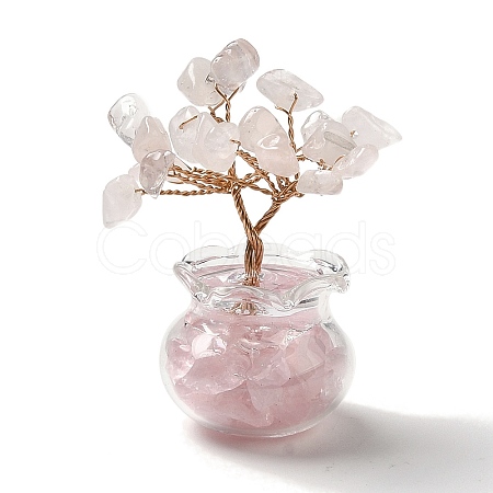 Natural Rose Quartz Chips Tree Decorations DJEW-Z007-02A-1