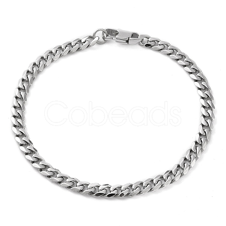 Non-Tarnish 304 Stainless Steel Cuban Link Chain Bracelet BJEW-C048-01P-1