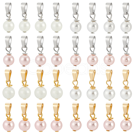 32Pcs Shell Pearl Pendants PALLOY-PH01823-1