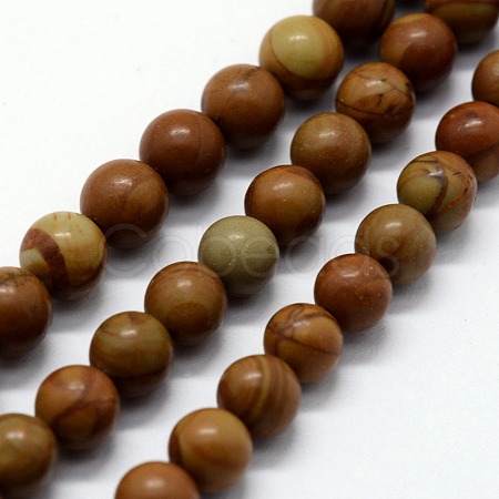 Natural Wood Lace Stone Beads Strands G-I199-17-10mm-1