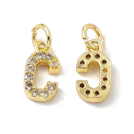 Real 18K Gold Plated Brass Micro Pave Clear Cubic Zirconia Charms KK-E068-VB452-C-1