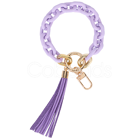 Acrylic & Zine Alloy & PU Pendant Decoration KEYC-WH0052-01C-1