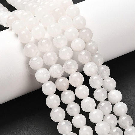 Natural White Jade Round Bead Strands G-G735-08-8mm-1